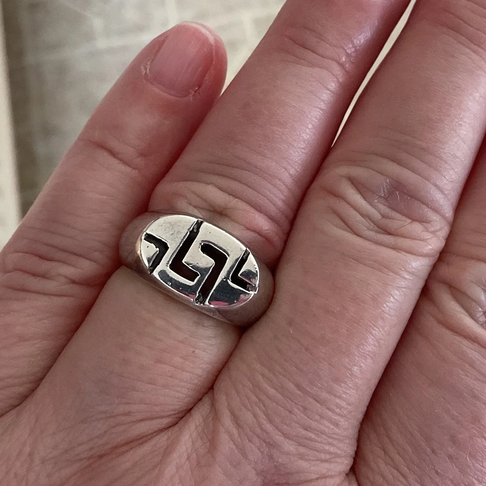 NWOT Sterling Silver 925 Greek Key Design Solid Ring Size US 7